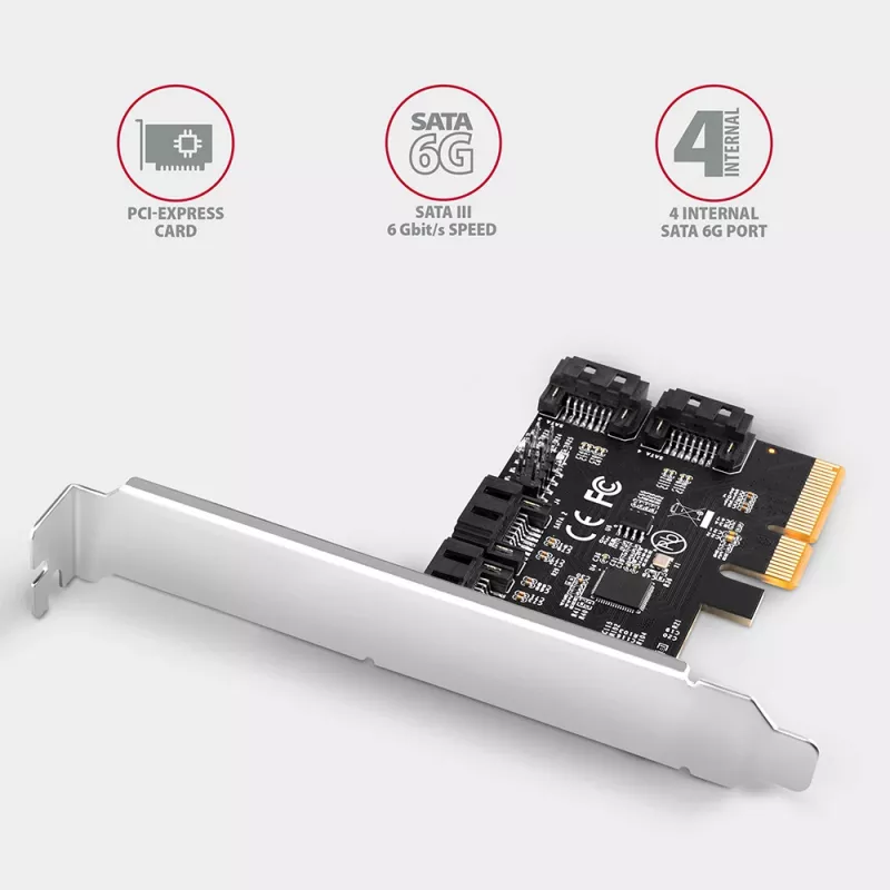 Kontroler PCIe Axagon PCES-SA4X4 - 4x wewnętrzne porty SATA 6G, ASM1164, SP i LP