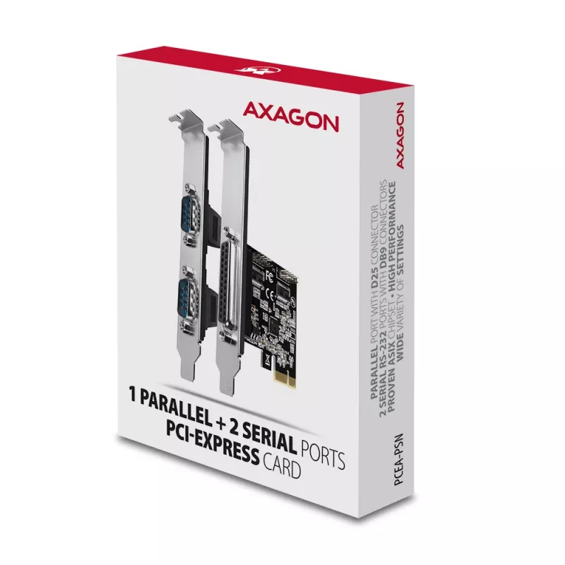 Axagon PCEA-PSN PCIe - 1x paralel & 2x serial port 250 kbps adapter w. SP & LP