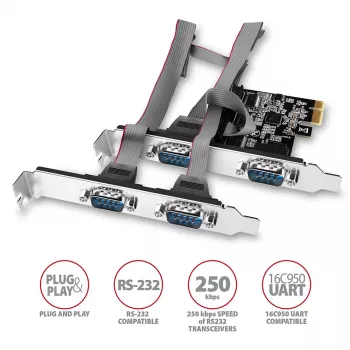 Axagon PCEA-S4N PCIe - adapter 4x port szeregowy 250 kb/s z SP i LP