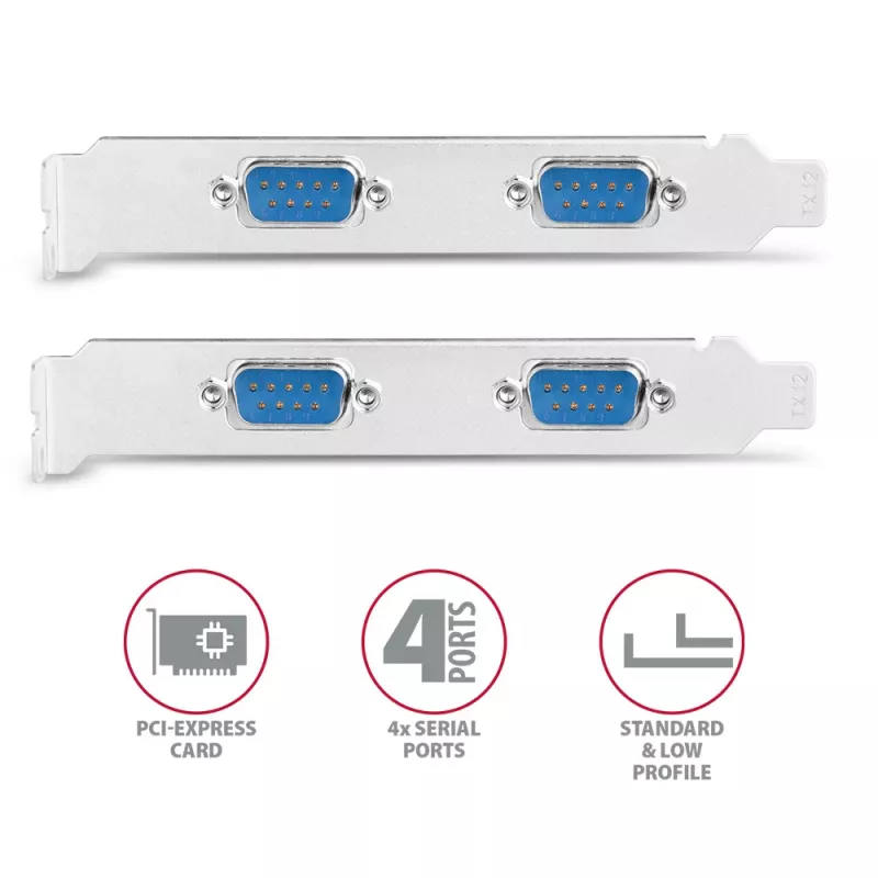 Axagon PCEA-S4N PCIe - adapter 4x port szeregowy 250 kb/s z SP i LP
