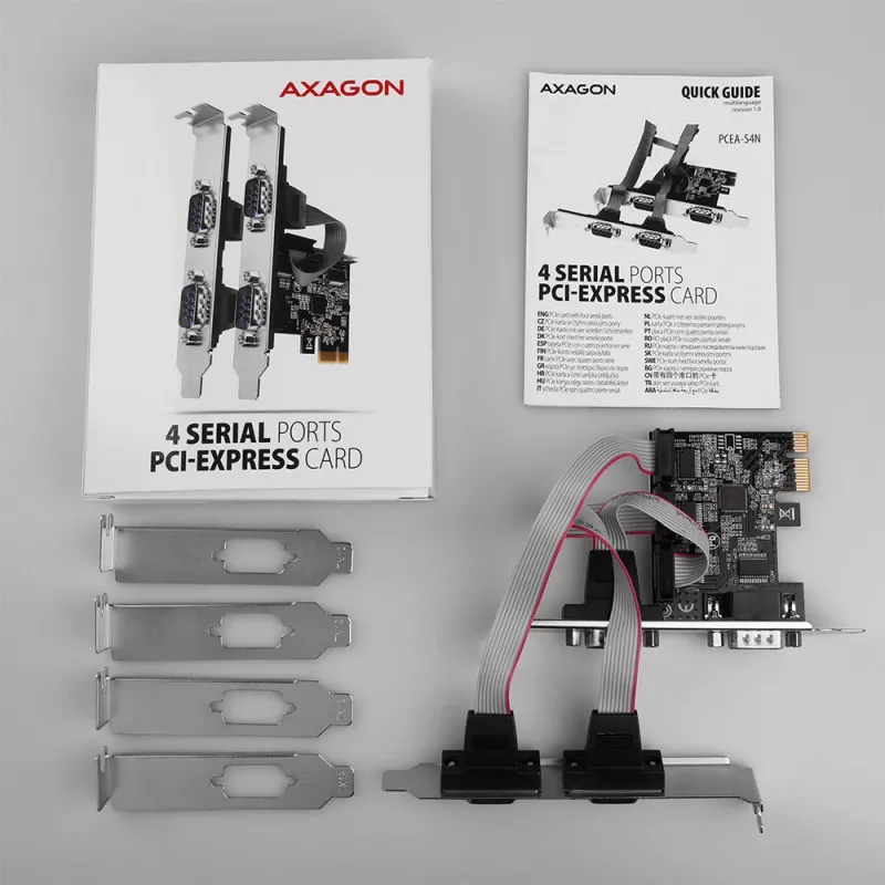 Axagon PCEA-S4N PCIe - adapter 4x port szeregowy 250 kb/s z SP i LP