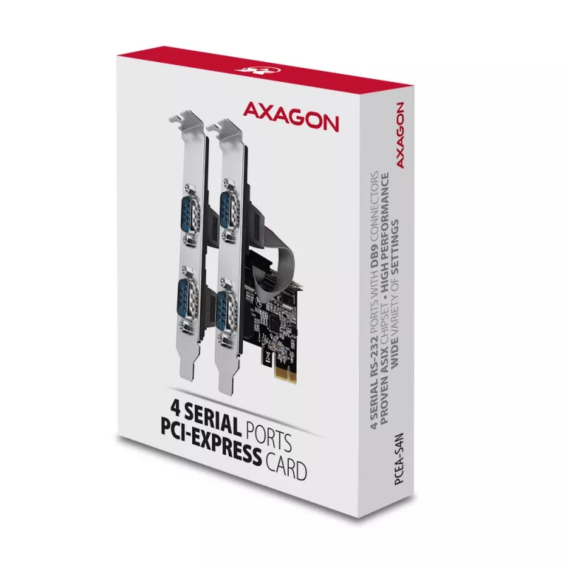Axagon PCEA-S4N PCIe - adapter 4x port szeregowy 250 kb/s z SP i LP