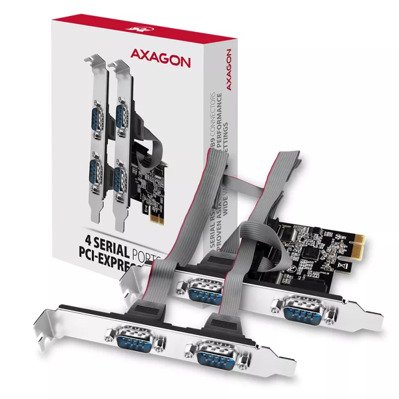 Axagon PCEA-S4N PCIe - adapter 4x port szeregowy 250 kb/s z SP i LP