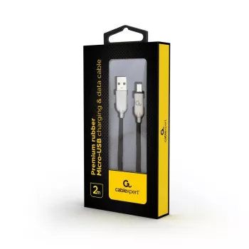Kabel do ładowania i transmisji danych GEMBIRD Premium Rubber Micro-USB 2 m - czarny