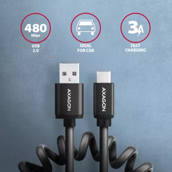 Kabel USB Axagon BUCM-AM10TB USB 2.0 0,6m USB C USB A Czarny