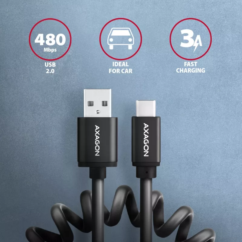Kabel USB Axagon BUCM-AM10TB USB 2.0 0,6m USB C USB A Czarny