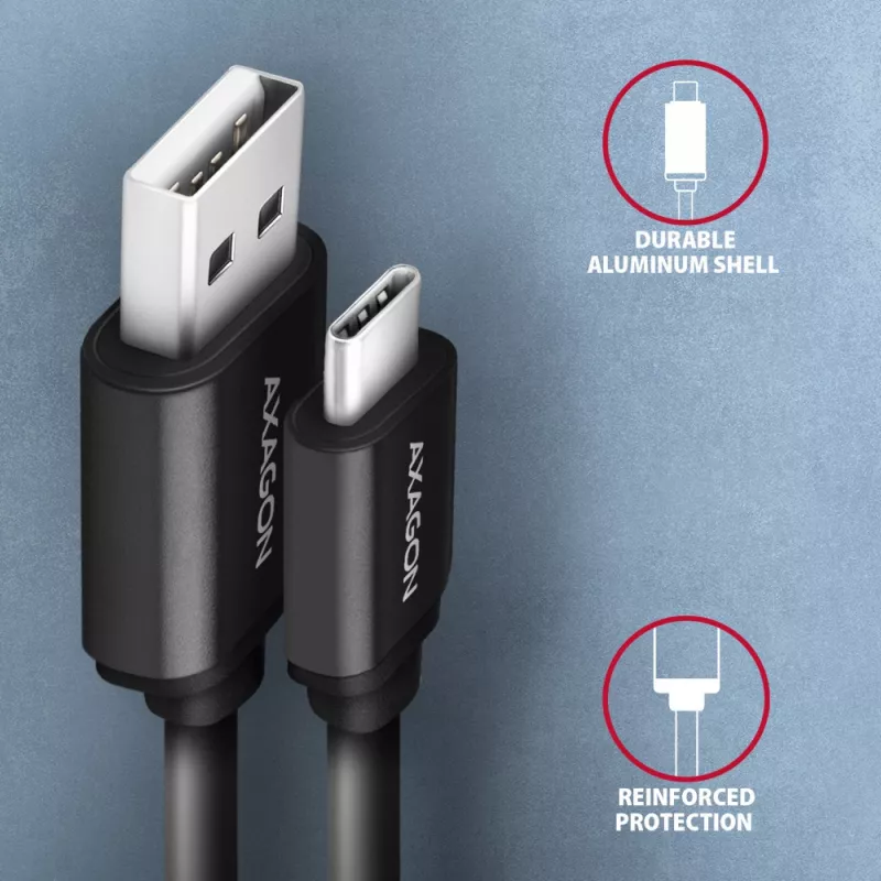 Kabel USB Axagon BUCM-AM10TB USB 2.0 0,6m USB C USB A Czarny