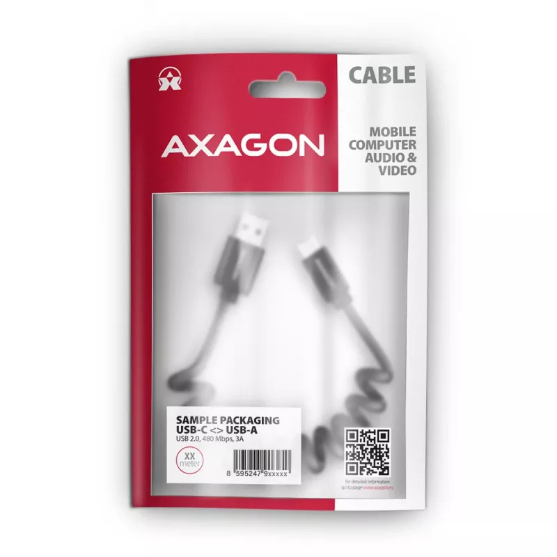 Kabel USB Axagon BUCM-AM10TB USB 2.0 0,6m USB C USB A Czarny