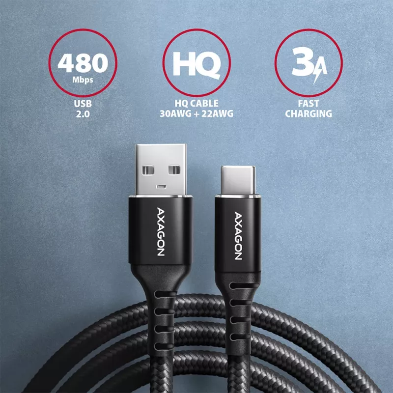 Kabel USB Axagon BUCM-AM15AB USB 2.0 1,5 m USB A USB C Czarny