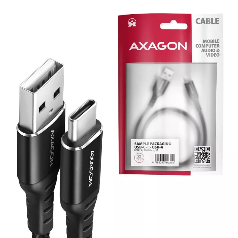 Kabel USB Axagon BUCM-AM20AB 2m USB A USB C Czarny