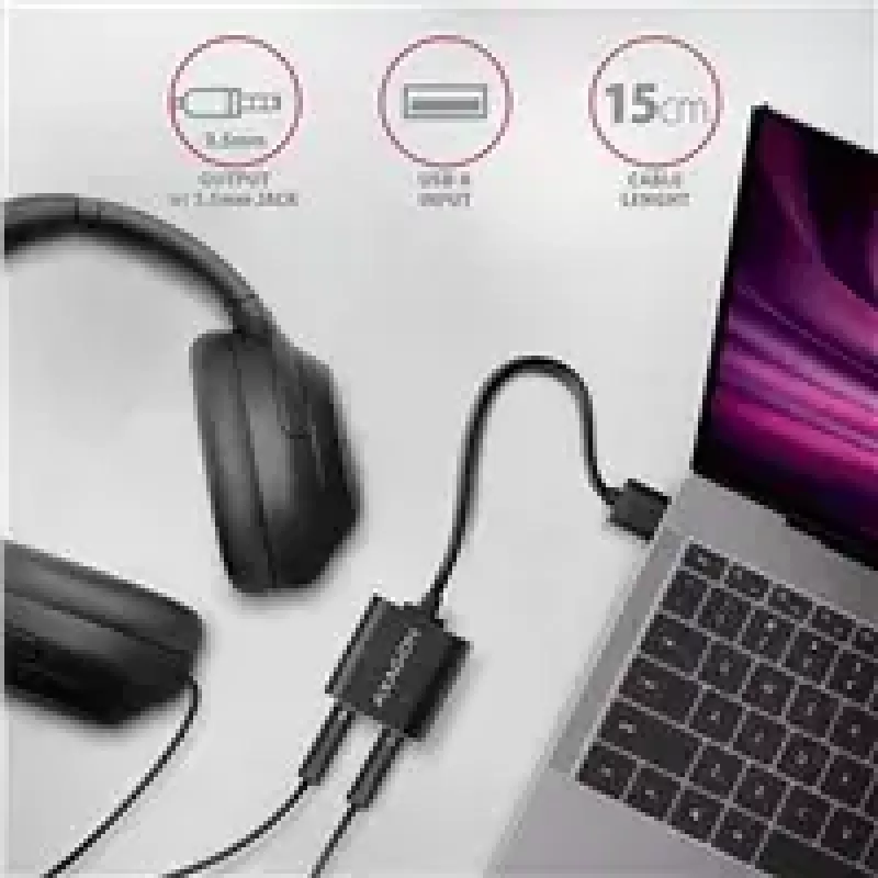 Zewnętrzny adapter audio USB AXAGON ADA-12 z 1x gniazdem 3,5 mm dla słuchawek i mikrofonu