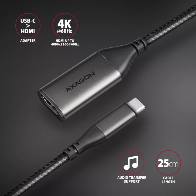 Adapter Axagon RVC-HI2M USB-C -> HDMI 2.0a 4K/60Hz HDR10