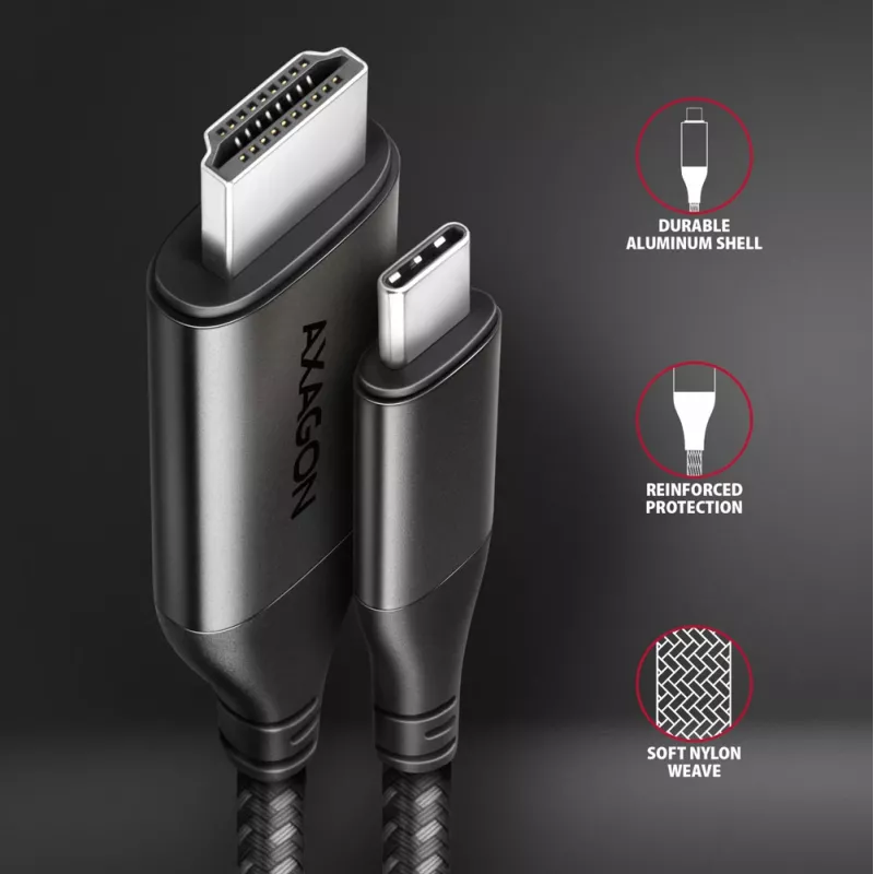 Axagon RVC-HI2MC USB-C -> HDMI 2.0a kabel 1,8 m, 4K/60Hz HDR10