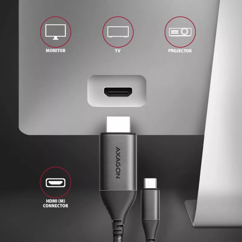 Axagon RVC-HI2MC USB-C -> HDMI 2.0a kabel 1,8 m, 4K/60Hz HDR10