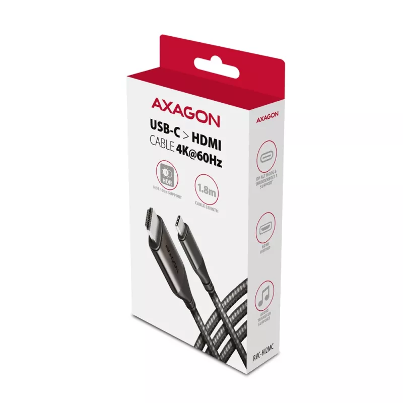 Axagon RVC-HI2MC USB-C -> HDMI 2.0a kabel 1,8 m, 4K/60Hz HDR10