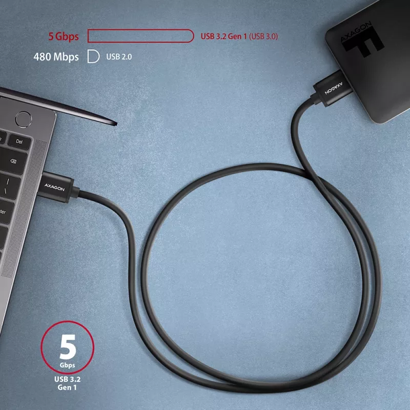 Axagon BUMM3-AM10AB SPEED Kabel Micro-B USB <> USB-A 3.2 Gen 1 1 m