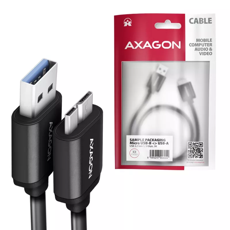 Axagon BUMM3-AM10AB SPEED Kabel Micro-B USB <> USB-A 3.2 Gen 1 1 m