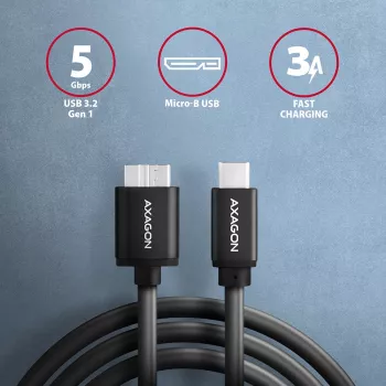Kabel USB Axagon BUMM3-CM10AB Micro-USB B na USB C 1m Czarny