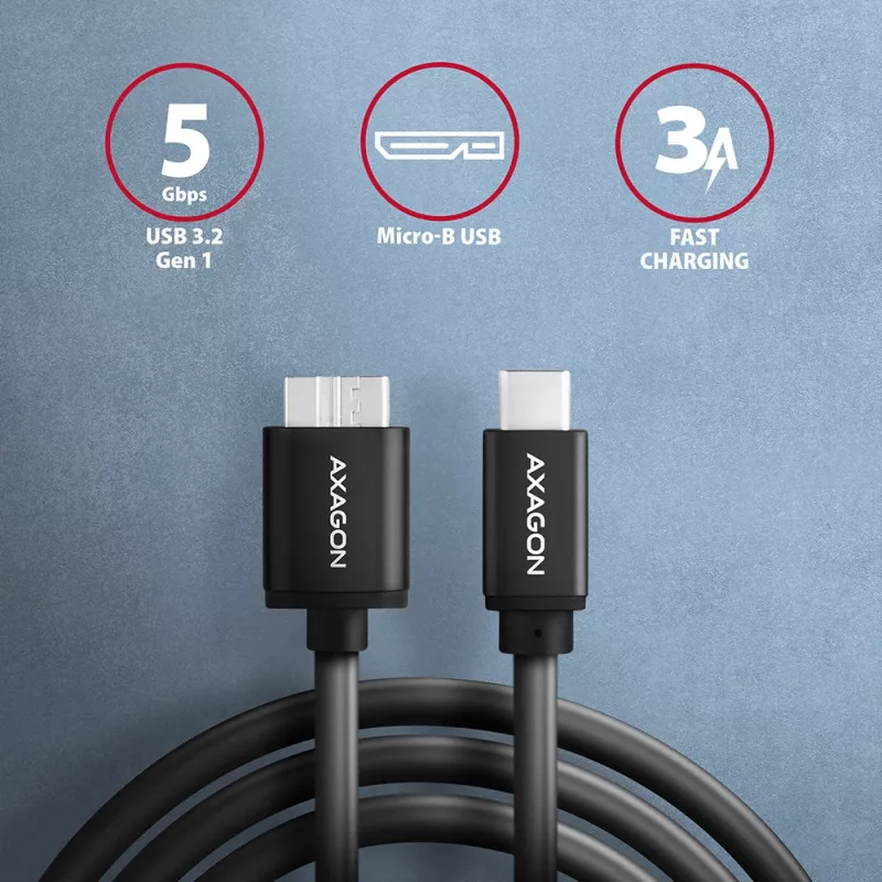 Kabel USB Axagon BUMM3-CM10AB Micro-USB B na USB C 1m Czarny