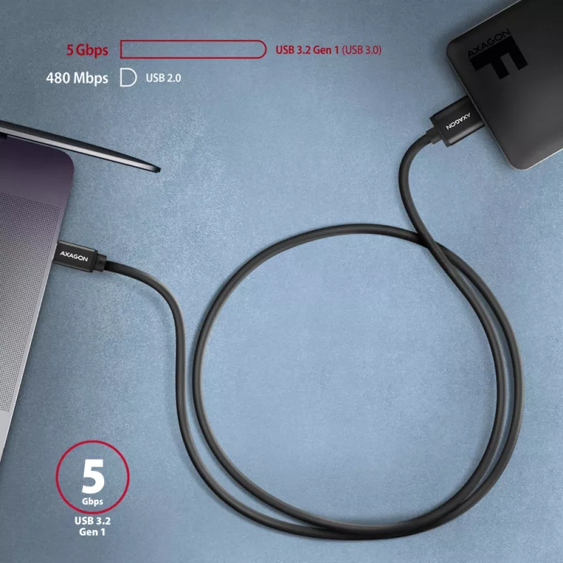 Kabel USB Axagon BUMM3-CM10AB Micro-USB B na USB C 1m Czarny