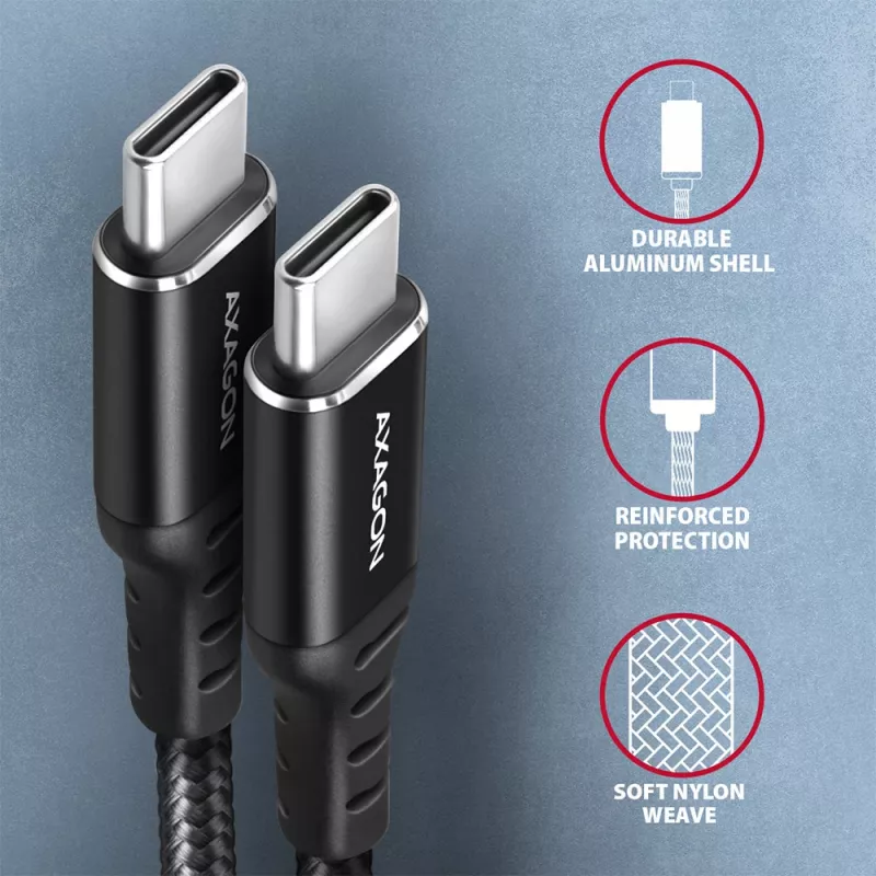 Kabel USB Axagon BUCM-CM10AB USB 2.0 1m USB-C Czarny