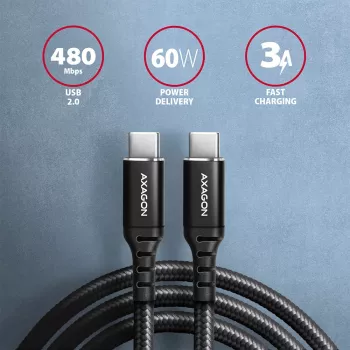 Kabel USB Axagon BUCM-CM20AB 2m USB C Czarny