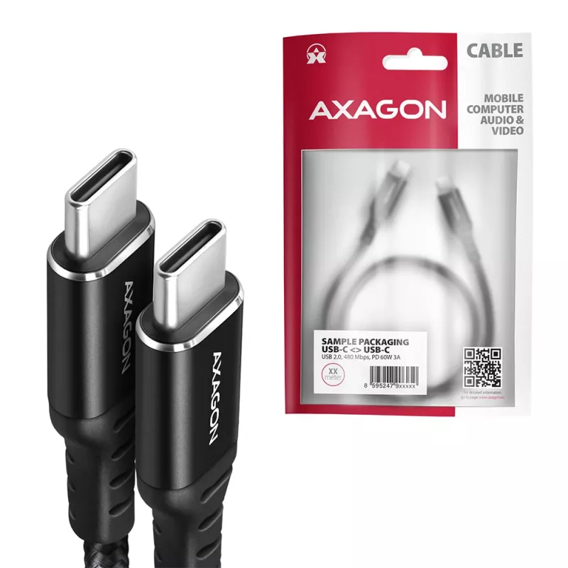 Kabel USB Axagon BUCM-CM30AB USB 2.0 3 m USB C Czarny