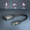 Axagon RUCM-AFAC przejściówka kablowa USB-C (M) -> USB-A (F), 20cm, USB 3.2 Gen 1, 3A, ALU