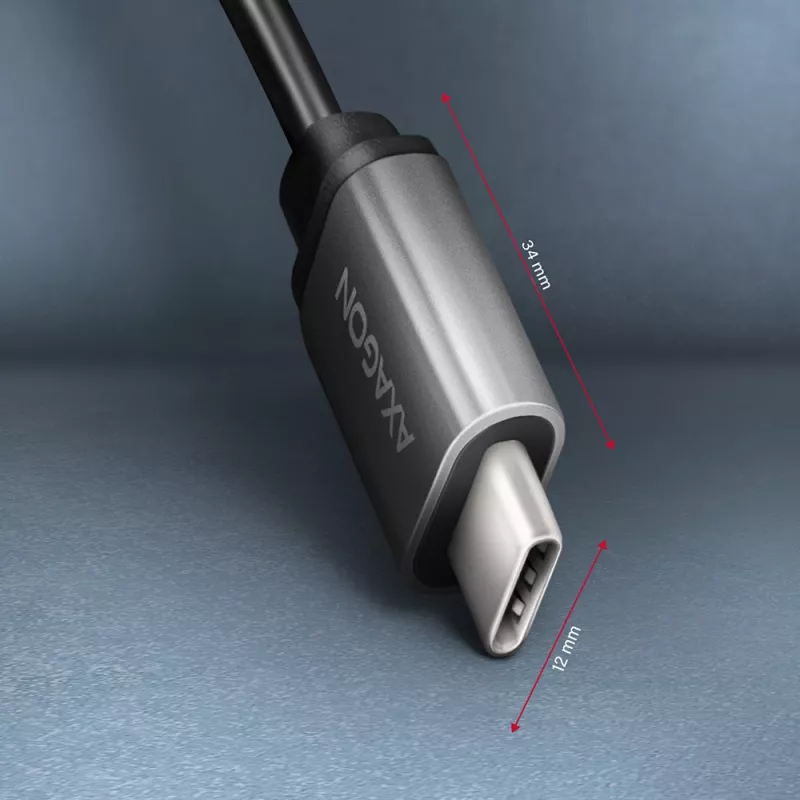 Axagon RUCM-AFAC przejściówka kablowa USB-C (M) -> USB-A (F), 20cm, USB 3.2 Gen 1, 3A, ALU