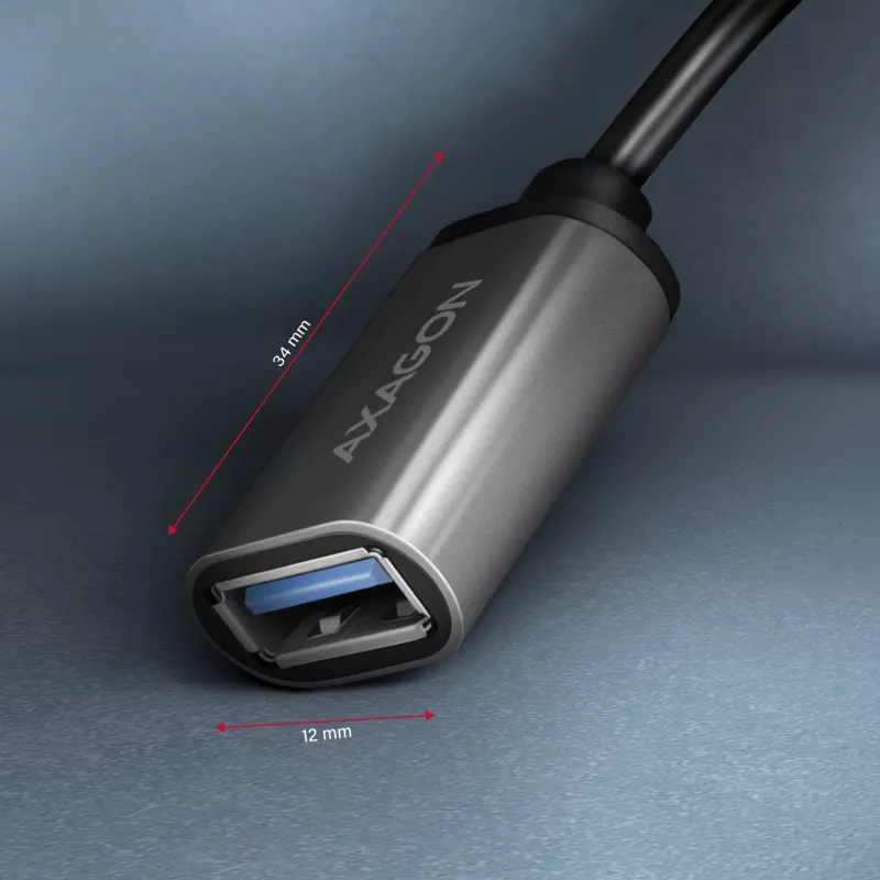 Axagon RUCM-AFAC przejściówka kablowa USB-C (M) -> USB-A (F), 20cm, USB 3.2 Gen 1, 3A, ALU