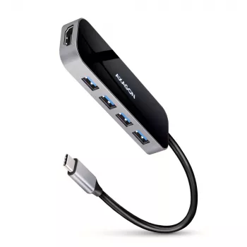 Axagon HMC-6H4A Hub USB 3.2 Gen 1, 4x USB-A, HDMI 4k/30Hz, PD 100W, kabel USB-C 20 cm