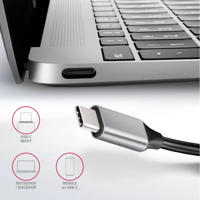 Axagon HMC-6H4A Hub USB 3.2 Gen 1, 4x USB-A, HDMI 4k/30Hz, PD 100W, kabel USB-C 20 cm