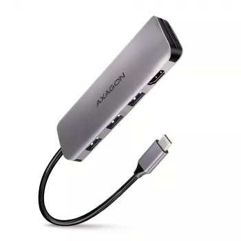 Axagon HMC-HCR3A 3x USB-A+ HDMI+ SD/microSD USB-C 3.2 Gen 1 hub 20cm Przewodowy USB 3.2 Gen 1 (3.1 Gen 1) Type-C Szary