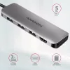 Axagon HMC-HCR3A 3x USB-A+ HDMI+ SD/microSD USB-C 3.2 Gen 1 hub 20cm Przewodowy USB 3.2 Gen 1 (3.1 Gen 1) Type-C Szary