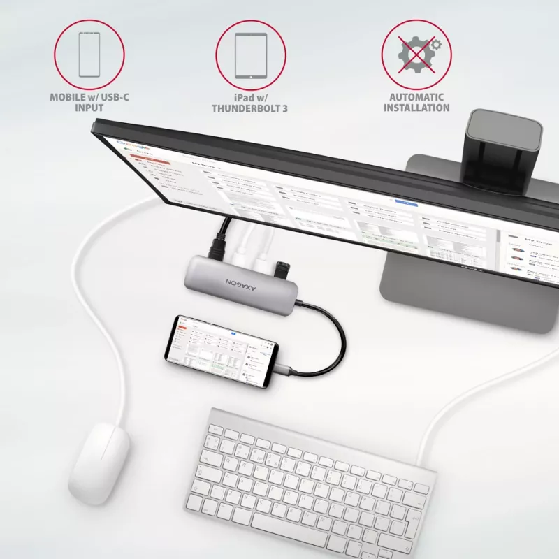 Axagon HMC-HCR3A 3x USB-A+ HDMI+ SD/microSD USB-C 3.2 Gen 1 hub 20cm Przewodowy USB 3.2 Gen 1 (3.1 Gen 1) Type-C Szary