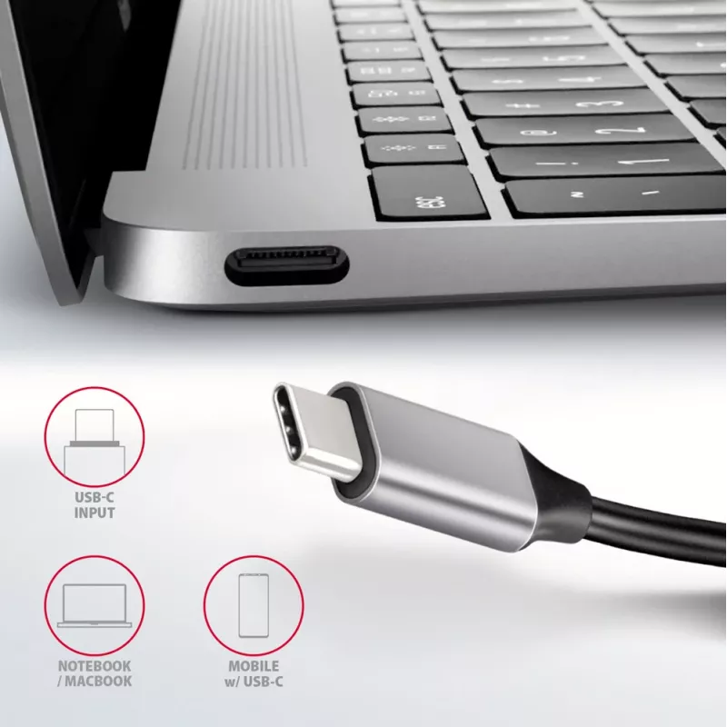 Axagon HMC-HCR3A 3x USB-A+ HDMI+ SD/microSD USB-C 3.2 Gen 1 hub 20cm Przewodowy USB 3.2 Gen 1 (3.1 Gen 1) Type-C Szary