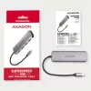 Axagon HMC-HCR3A 3x USB-A+ HDMI+ SD/microSD USB-C 3.2 Gen 1 hub 20cm Przewodowy USB 3.2 Gen 1 (3.1 Gen 1) Type-C Szary