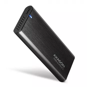 Axagon EEM2-SB2 Zewnętrzna metalowa obudowa USB-C 3.2 Gen 2 na dyski M.2 NVMe i SATA SSD. Bezśrubowa