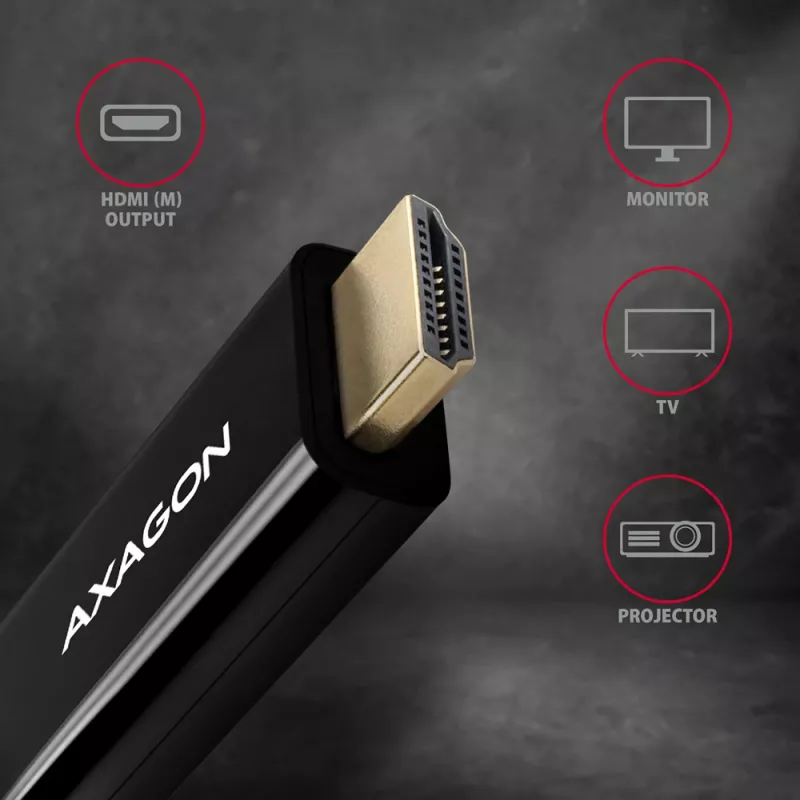 Przewód adaptera Axagon RVDM-HI14C2 Mini DisplayPort na HDMI 4K 30Hz 1,8m