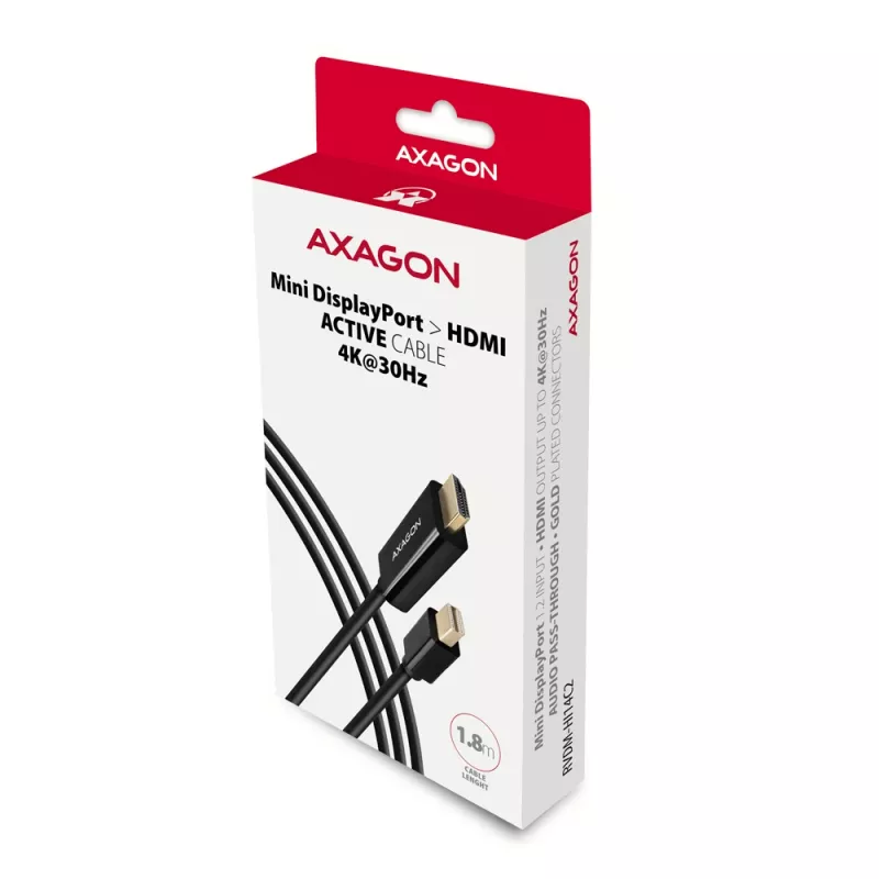 Przewód adaptera Axagon RVDM-HI14C2 Mini DisplayPort na HDMI 4K 30Hz 1,8m