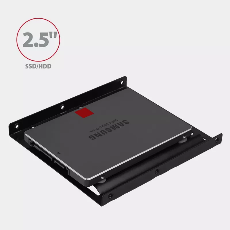 Ramka montażowa Axagon RHD-125B na 1 dysk 2,5 cala w zatoce 3,5 cala – czarny metal