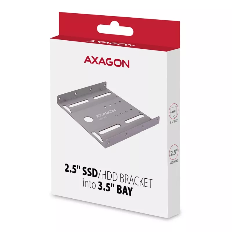 Axagon RHD-125S uchwyt na 1 dysk 2,5 cala HDD/SSD do zatoki 3,5 cala, metal, szary