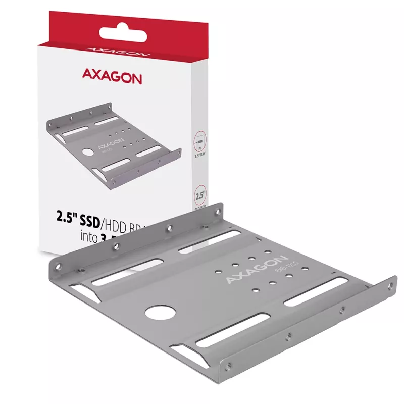 Axagon RHD-125S uchwyt na 1 dysk 2,5 cala HDD/SSD do zatoki 3,5 cala, metal, szary