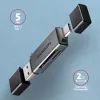 Axagon CRE-DAC USB-C+ USB-A 5 Gbps MINI 2 gniazda i LUN czytnik kart SD/microSD USB 3.0 Type-A/Type-C Szary