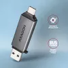 Axagon CRE-DAC USB-C+ USB-A 5 Gbps MINI 2 gniazda i LUN czytnik kart SD/microSD USB 3.0 Type-A/Type-C Szary