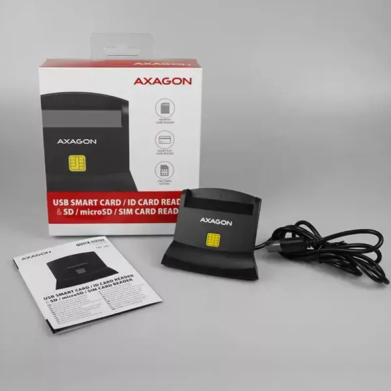 Czytnik kart inteligentnych Axagon CRE-SM2 USB 2.0 Czarny, kabel 1,3 m