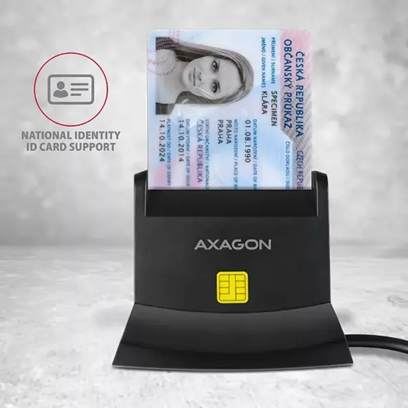 Czytnik kart inteligentnych Axagon CRE-SM2 USB 2.0 Czarny, kabel 1,3 m