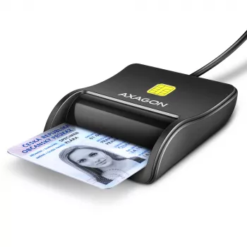 Axagon CRE-SM3N USB-A Czytnik kart inteligentnych/dowodów osobistych FlatReader, USB 2.0, 1,3 m, Czarny, 57 g
