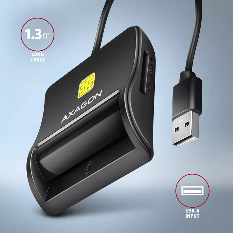 Axagon CRE-SM3SD USB Czytnik kart inteligentnych & SD/microSD/SIM Płaski czytnik kart inteligentnych Wewnętrzny USB 2.0 Czarny