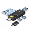 Axagon CRE-SMP2A USB Smart card & SD/microSD/SIM PocketReader czytnik kart inteligentnych Wewnętrzny USB Type-A/USB Type-C Czarny